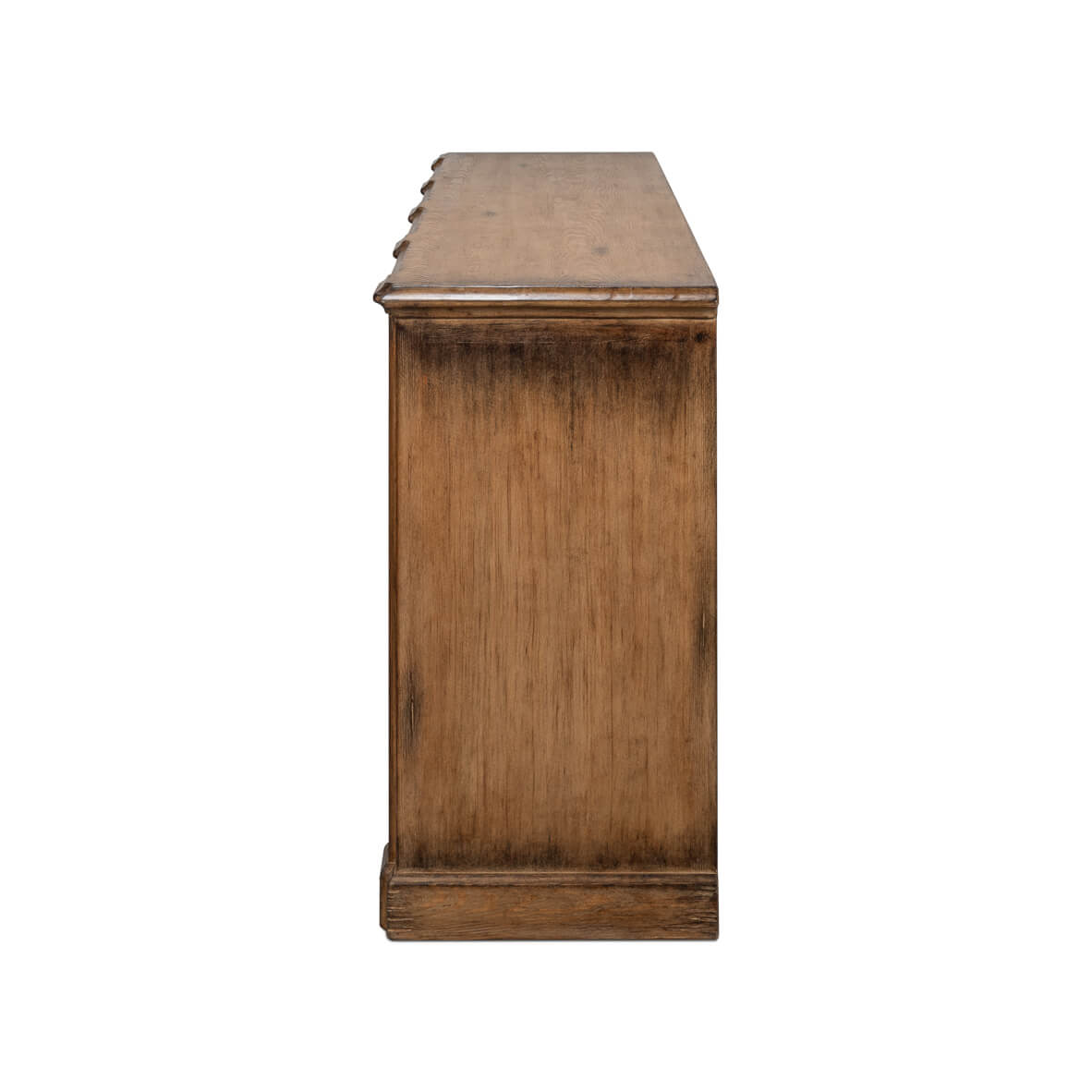 Side profile of French Provincial sideboard showing depth.