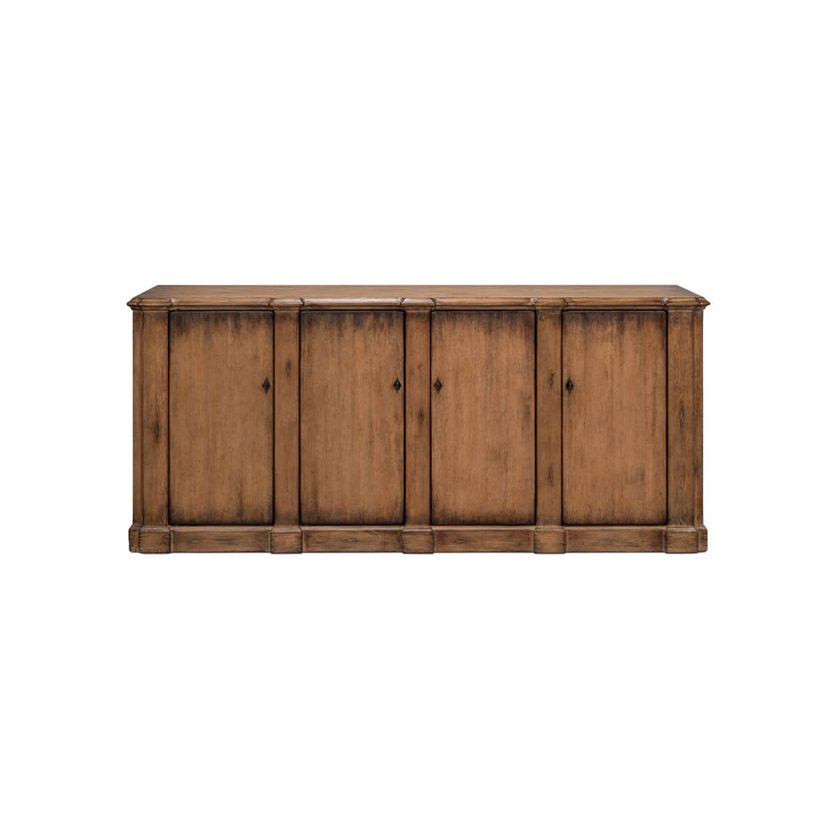 Front view of French Provincial sideboard with closed doors.