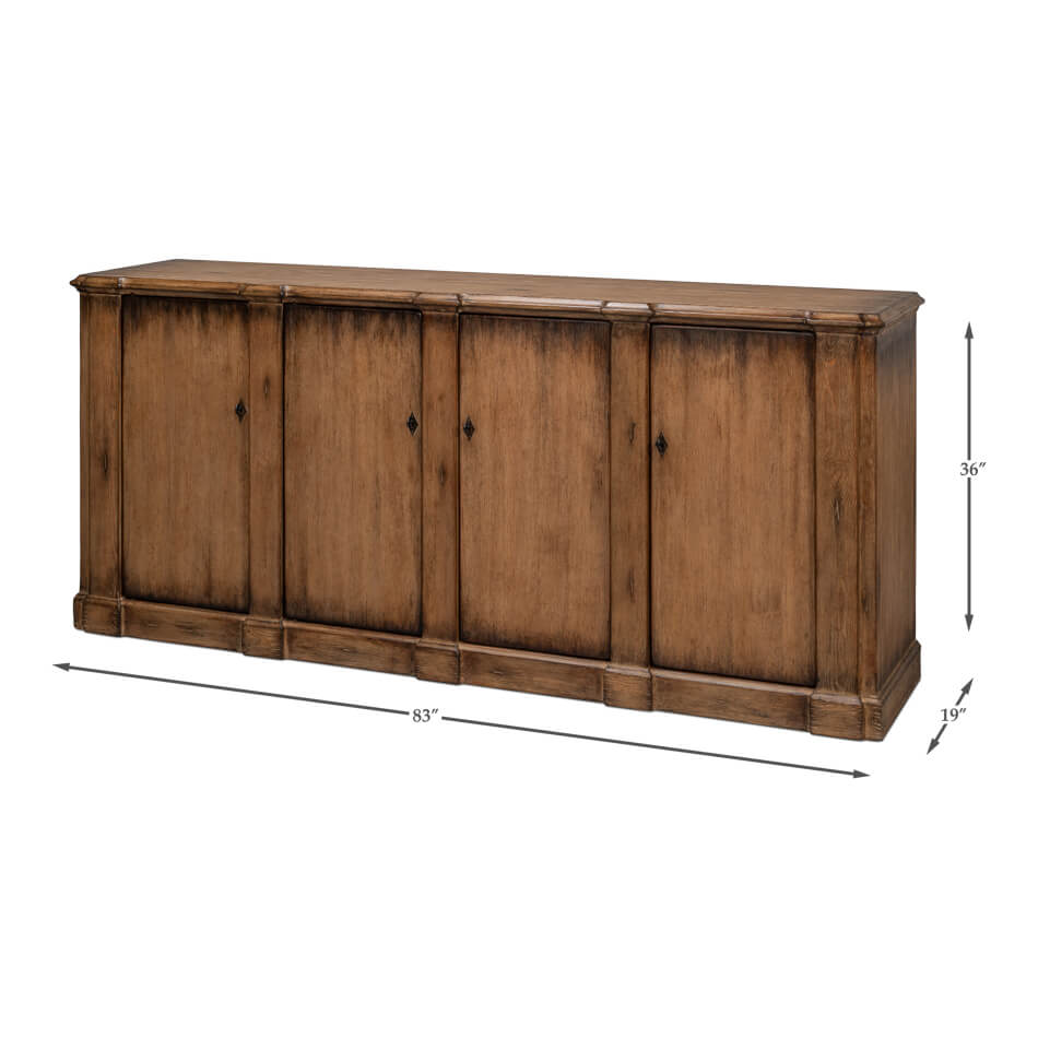 French Provincial sideboard dimensions shown in front perspective.