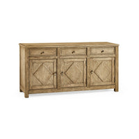 Angled view of French Provincial sideboard with closed doors.