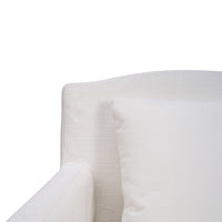 Close-up of chair arm and top corner cushion detail.