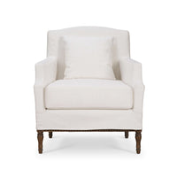 Front view armchair with cushion and slipcover.