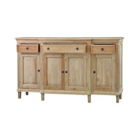 Side angle of French provincial credenza.