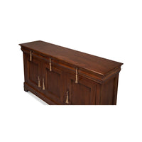 Top angled view of French provincial sideboard with tassels