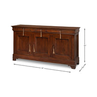 Dimensions of French provincial sideboard with tassels visible