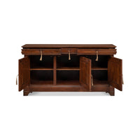 French provincial sideboard open view, showcasing interior shelves