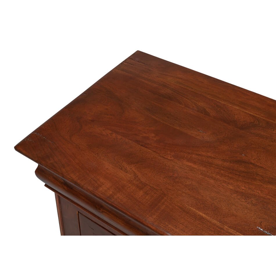 Close-up of French provincial sideboard top surface