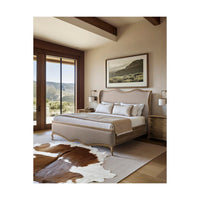 French Provincial bed in modern bedroom setting.