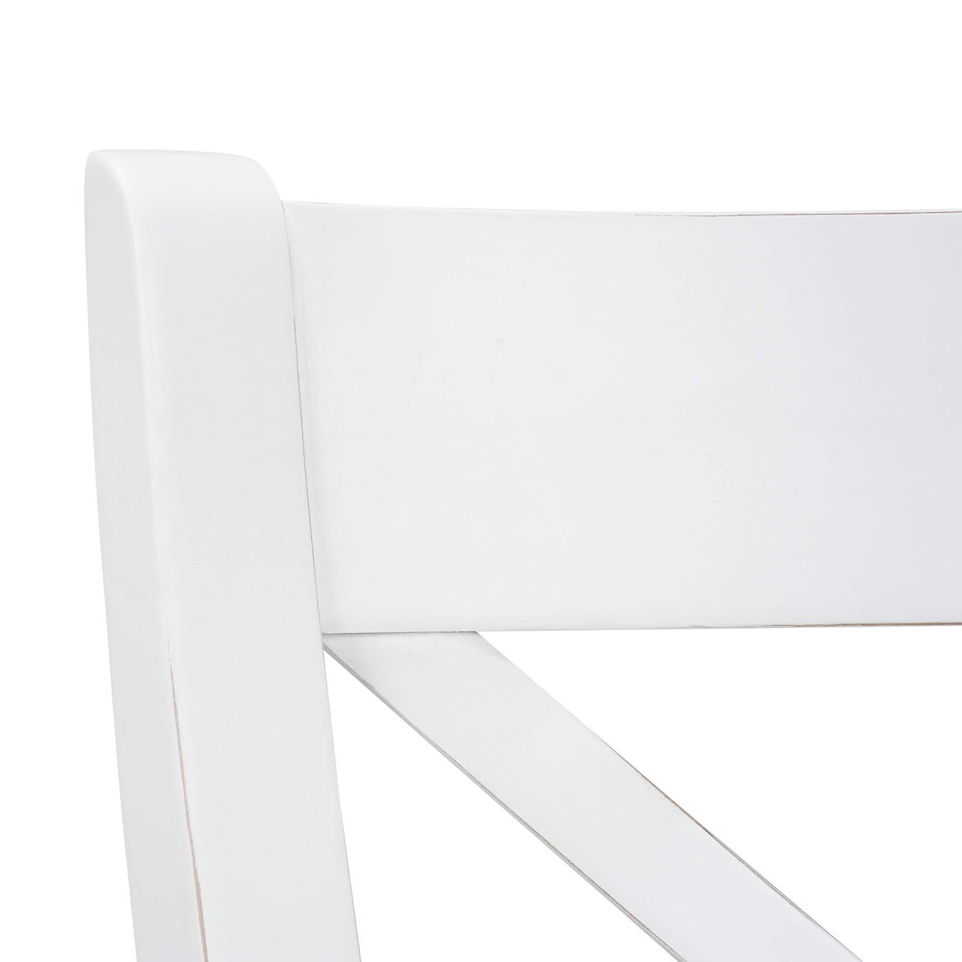 Close-up, white counter stool, top of backrest