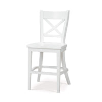 White counter stool, three-quarter view, X-back design