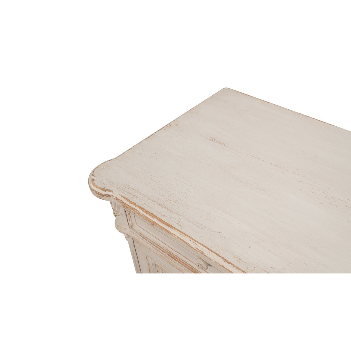 French Provincial sideboard detailed top corner