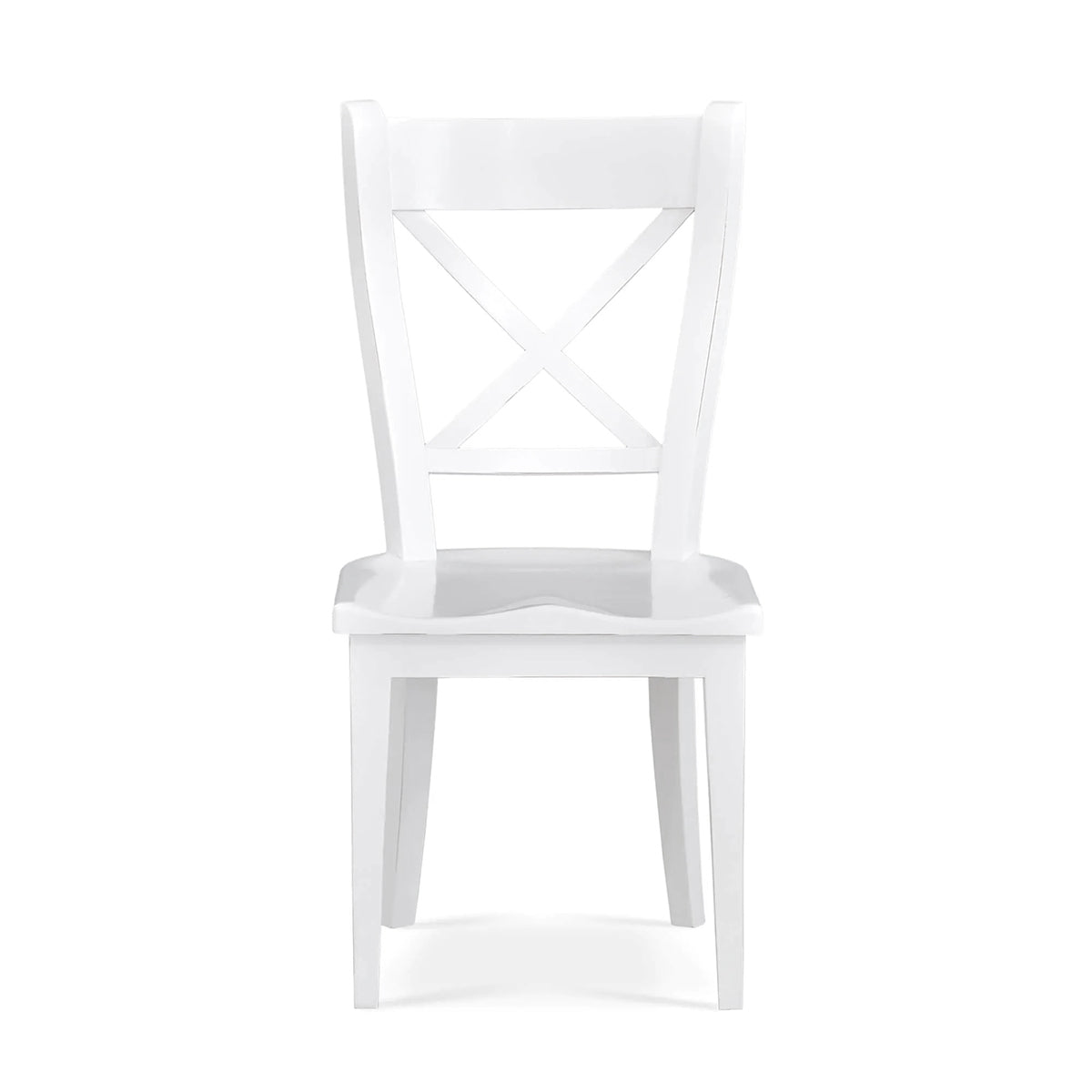 White painted dining chair, straight front view.