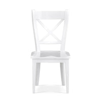 White painted dining chair, straight front view.