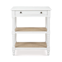 French Provincial white end table front view.