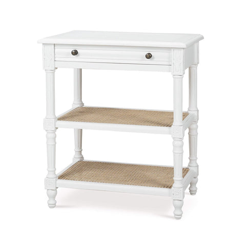 French Provincial White Painted End Table