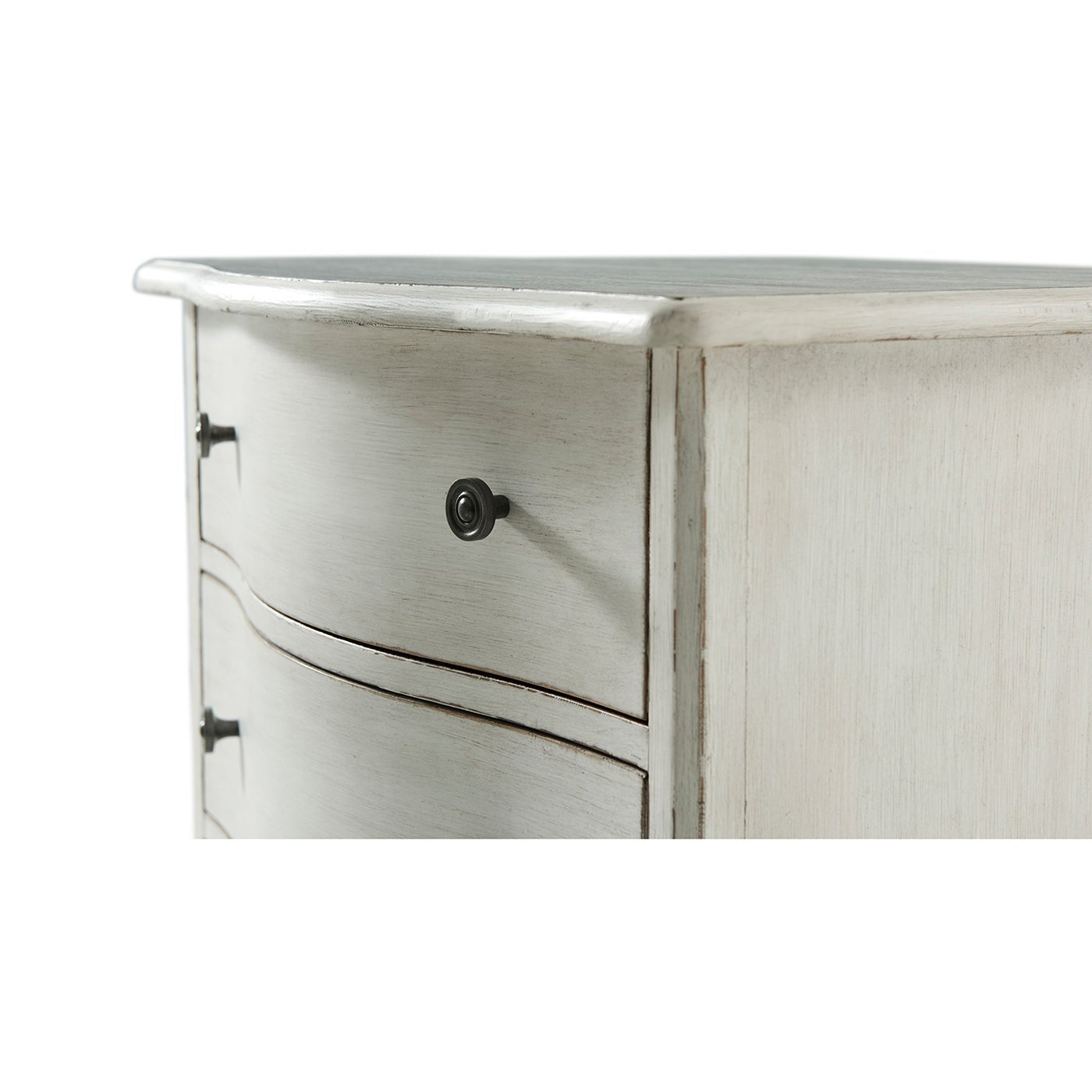 Close-up of nightstand drawer and knob details.