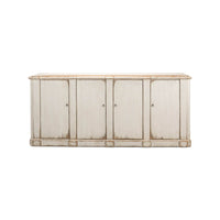 Front view of white sideboard with closed doors.