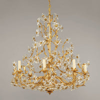 Elegant side angle of Rococo gilt chandelier design.