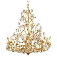 Ornate French Rococo gilt chandelier full view.