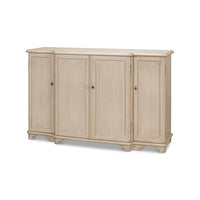 Front angle of French Stone Painted Credenza, four doors.