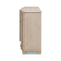 Side view of French Stone Painted Credenza, left side.