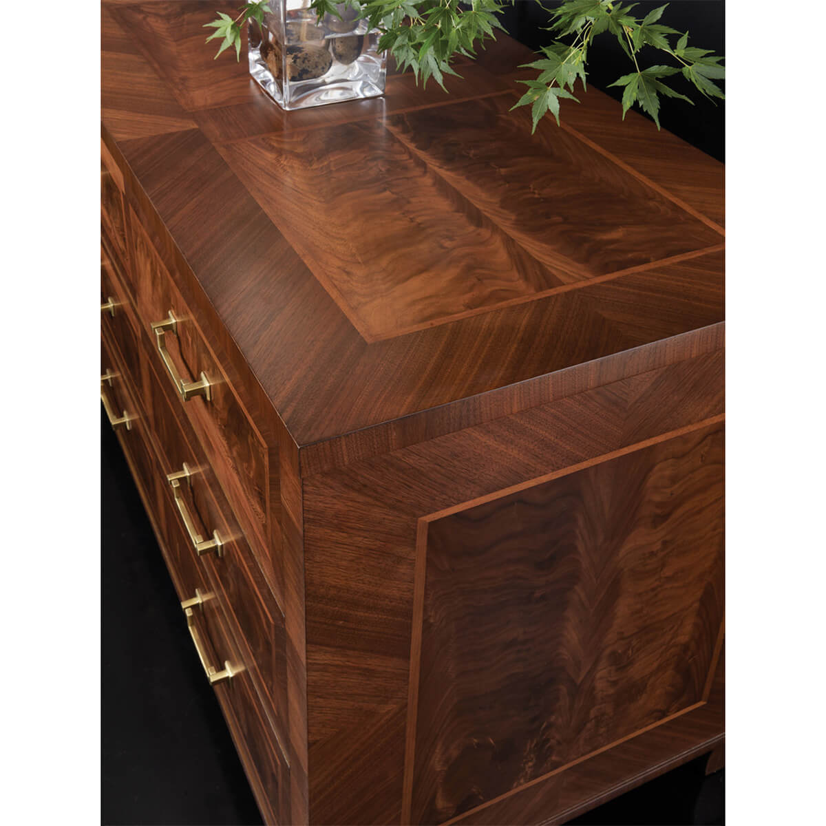 French style chest of drawers, close-up wood texture.
