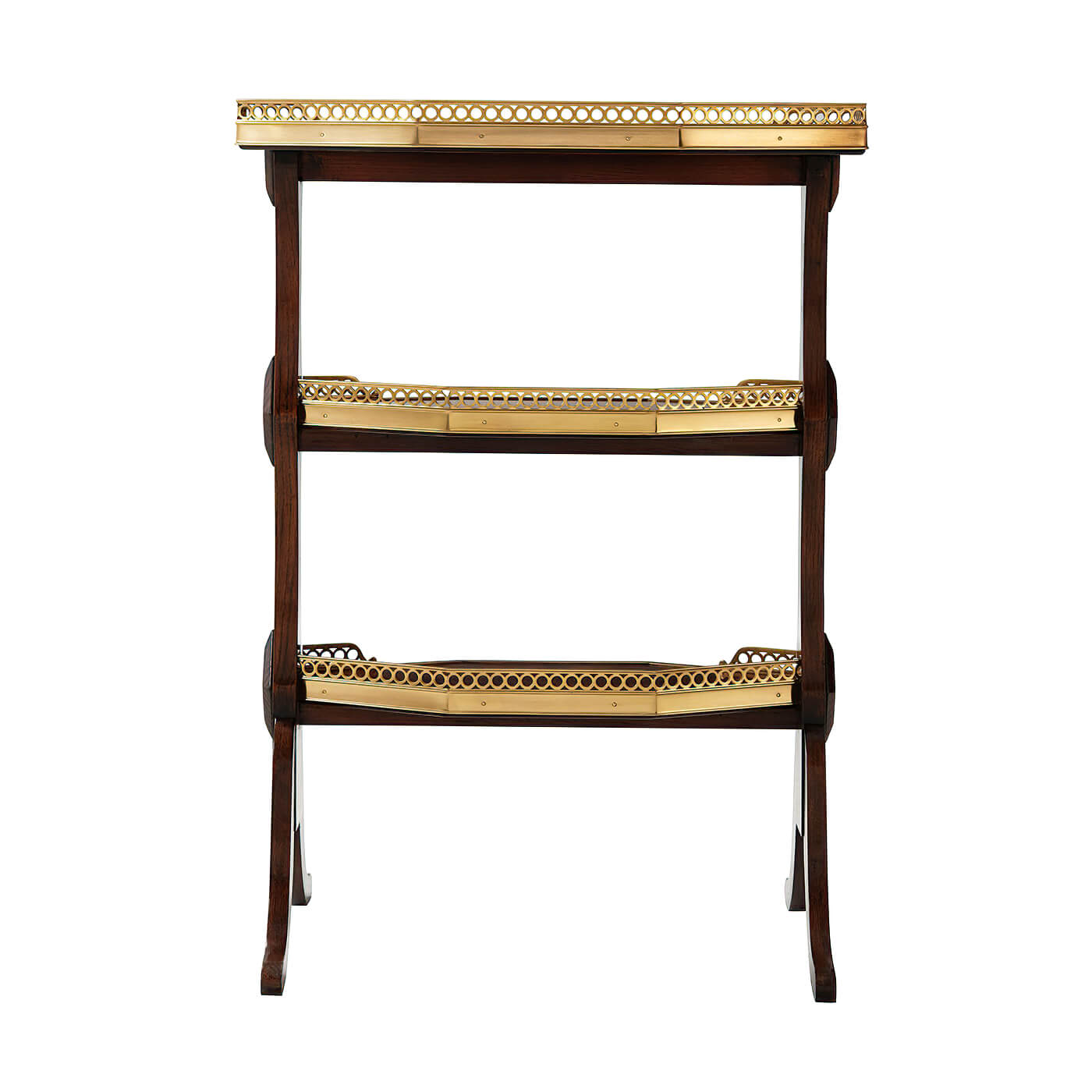 Back view of the three-tier side table.