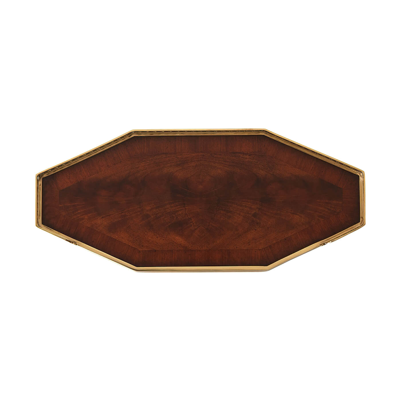 Top view of the side table with brass edges.