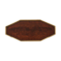 Top view of the side table with brass edges.