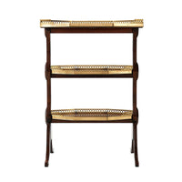 Front view of the three-tier side table.