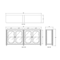 Technical diagram, dimensions of French Transitional Sideboard.