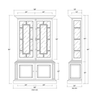 Display cabinet dimensions and design sketch.