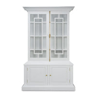 White display cabinet front view, doors closed.