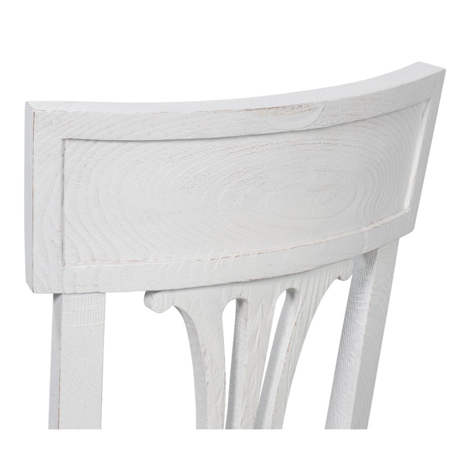 French white dining chair, close-up backrest