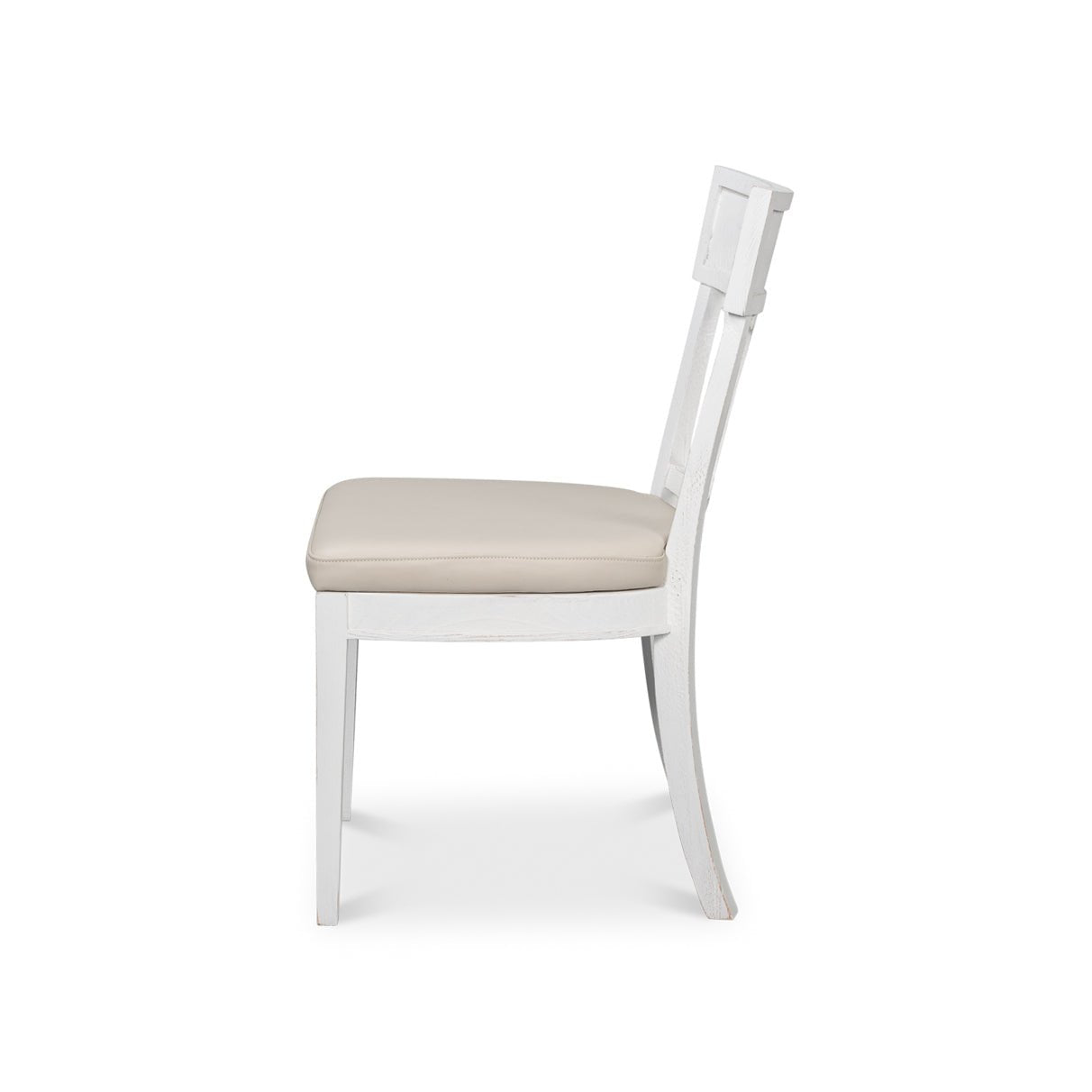 French white dining chair, side profile