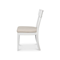 French white dining chair, side profile