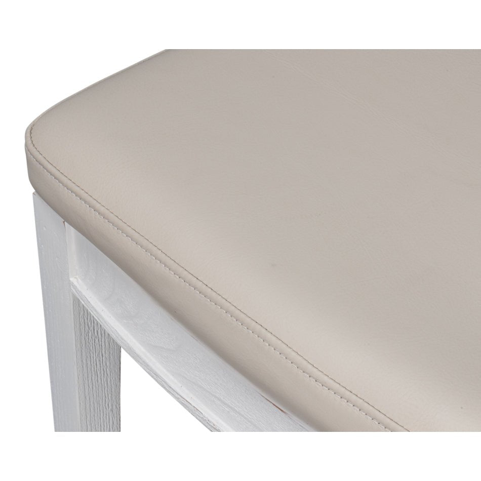 French white dining chair, detailed seat corner