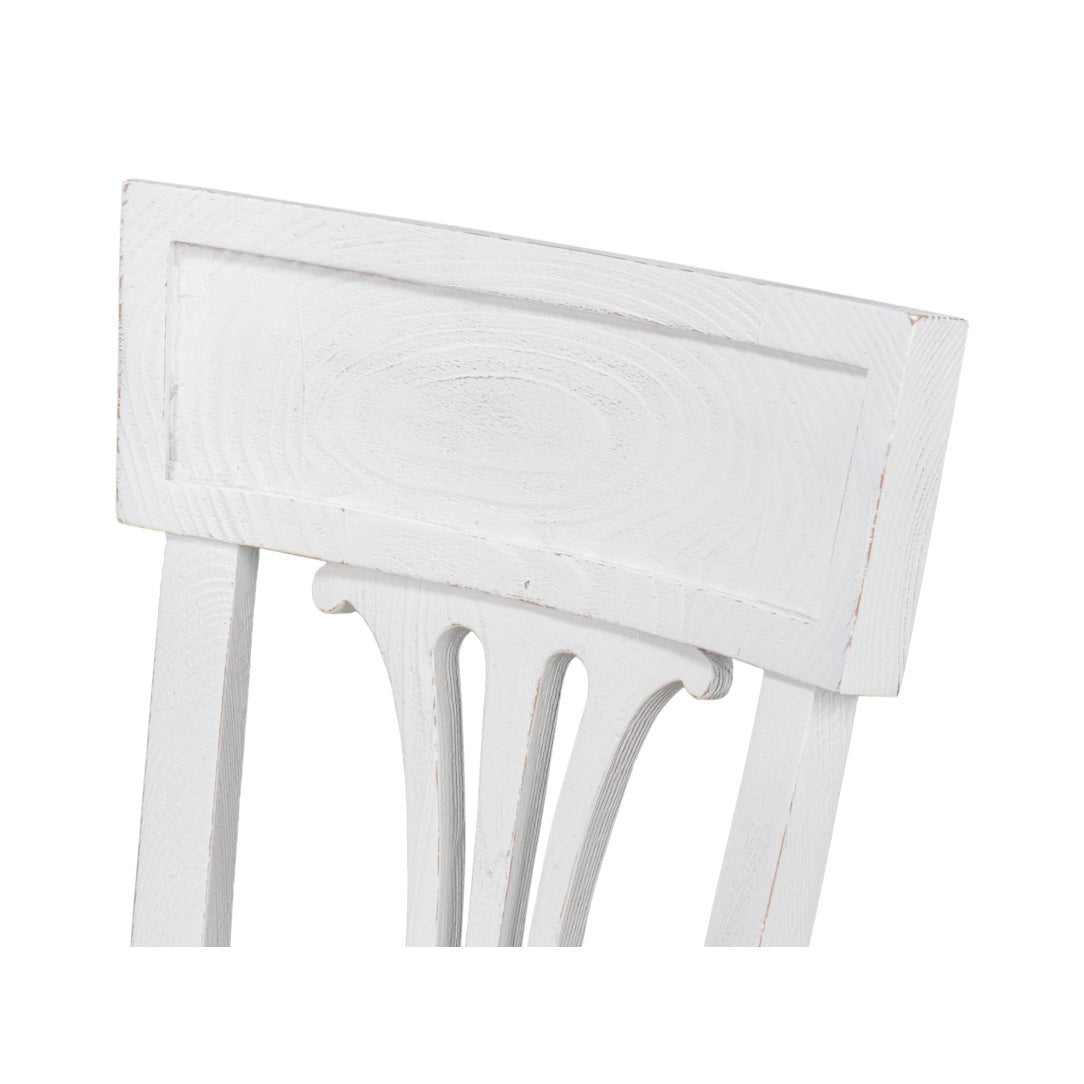 French white dining chair, upper backrest design