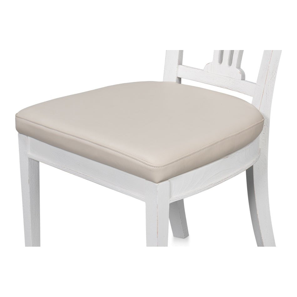 French white dining chair, close-up seat