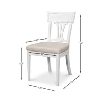 French white dining chair, dimensions and measurements