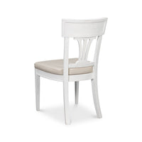 French white dining chair, angled rear view