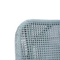 Detailed weave of frosted blue rattan chair.