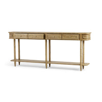 Long Faux Bamboo Console Table - Fruitwood Finish