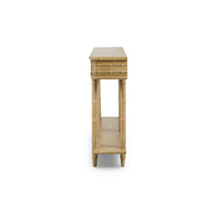 Long Faux Bamboo Console Table - Fruitwood Finish