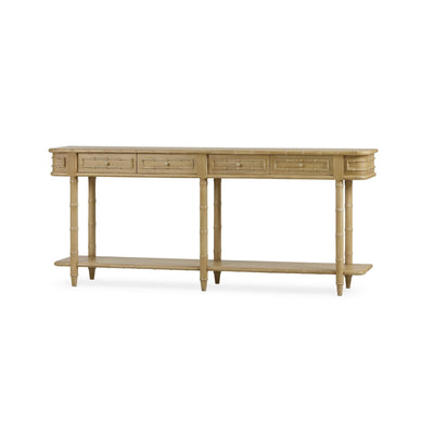 Long Faux Bamboo Console Table - Fruitwood Finish