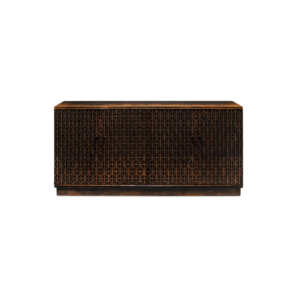 Direct frontal view of rustic credenza.