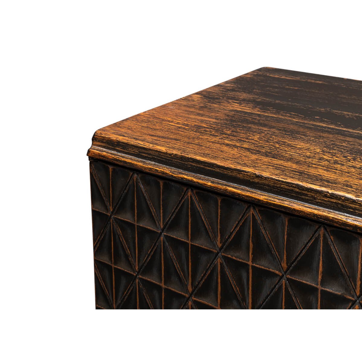 Corner and top detail, rustic credenza.