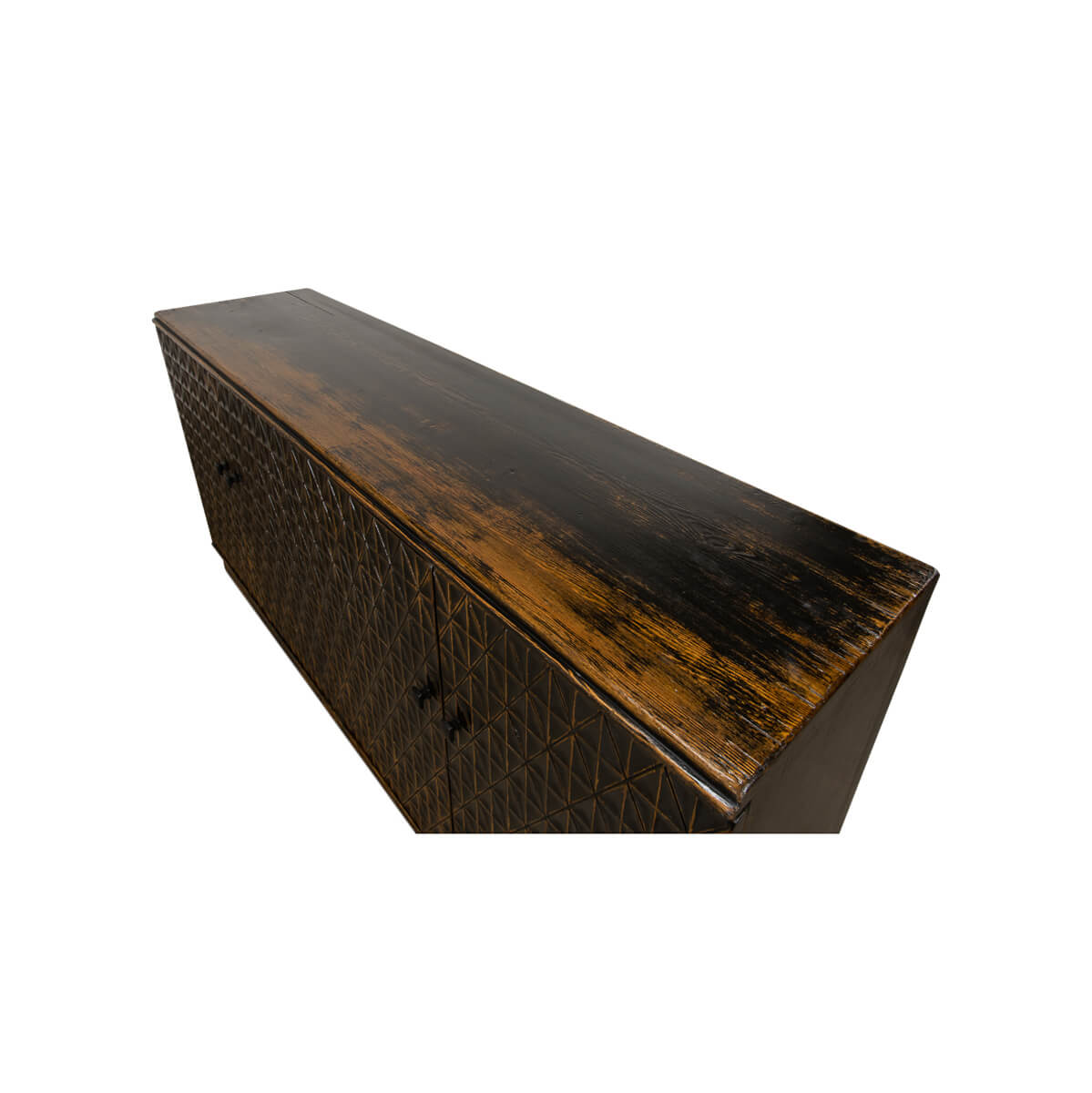 Top view showing credenza length and texture.