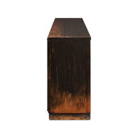 Side profile view of rustic credenza.