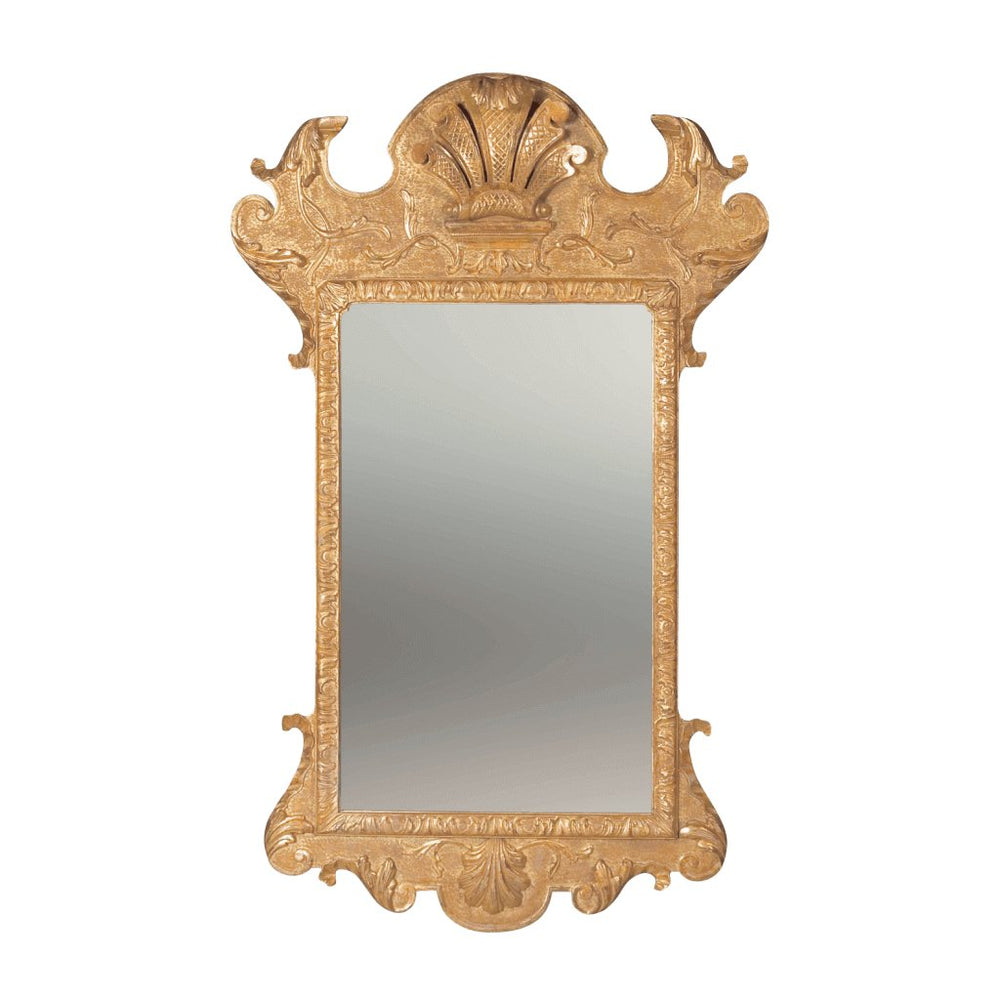 Ornate George I mirror with carved shell details.